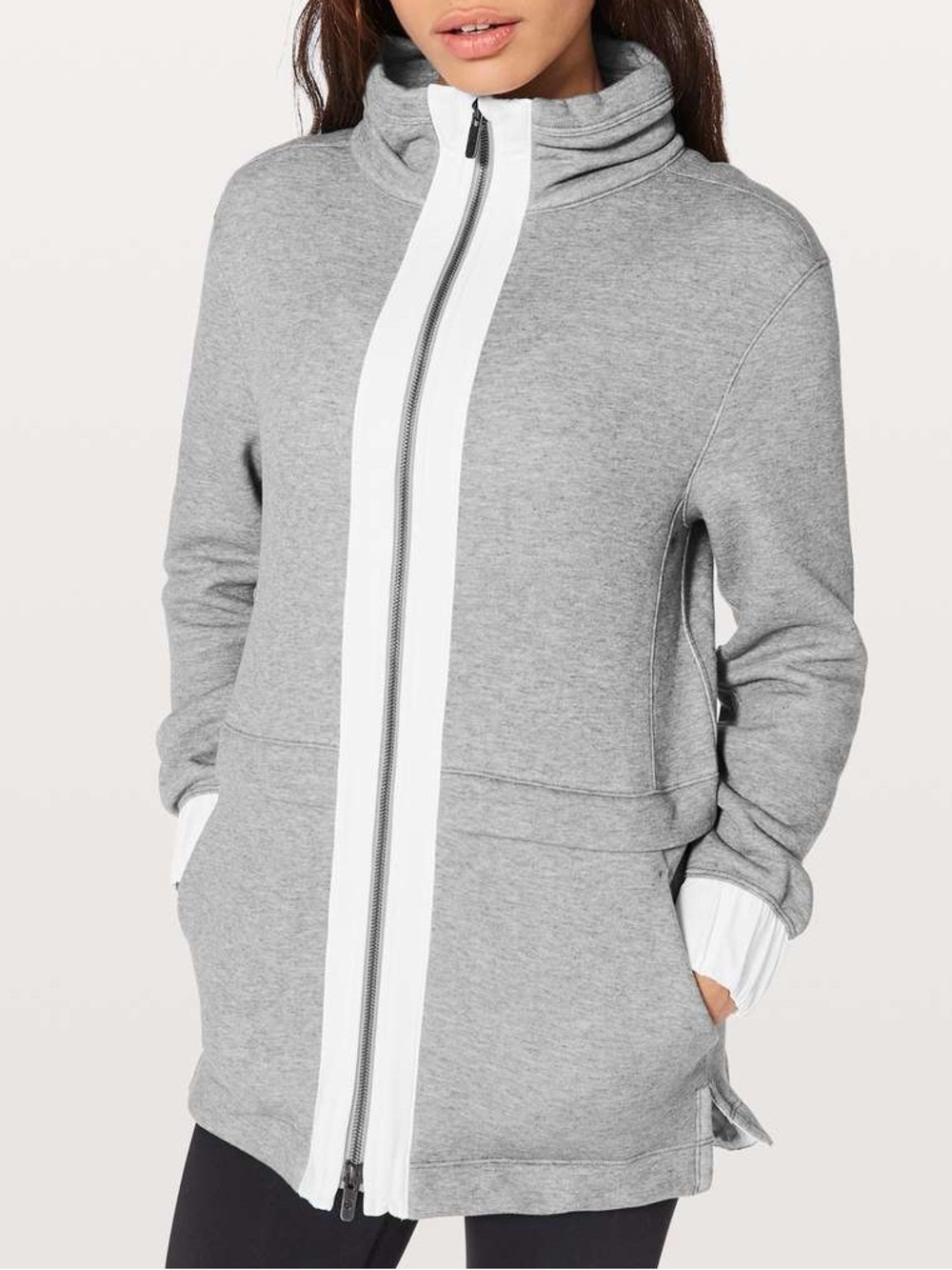 Lululemon Light As Warmth Jacket Heathered Medium Grey White Size 6 Full Zip
